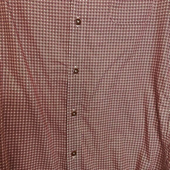 Ben Sherman Men’s Small Red Black Geometric Print Long Sleeve Button Down Shirt - Picture 3 of 13